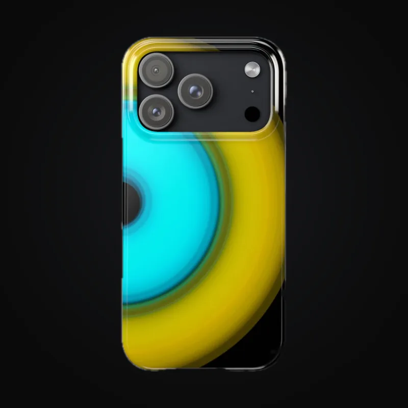 Circular light artwork shown on a phone case mockup