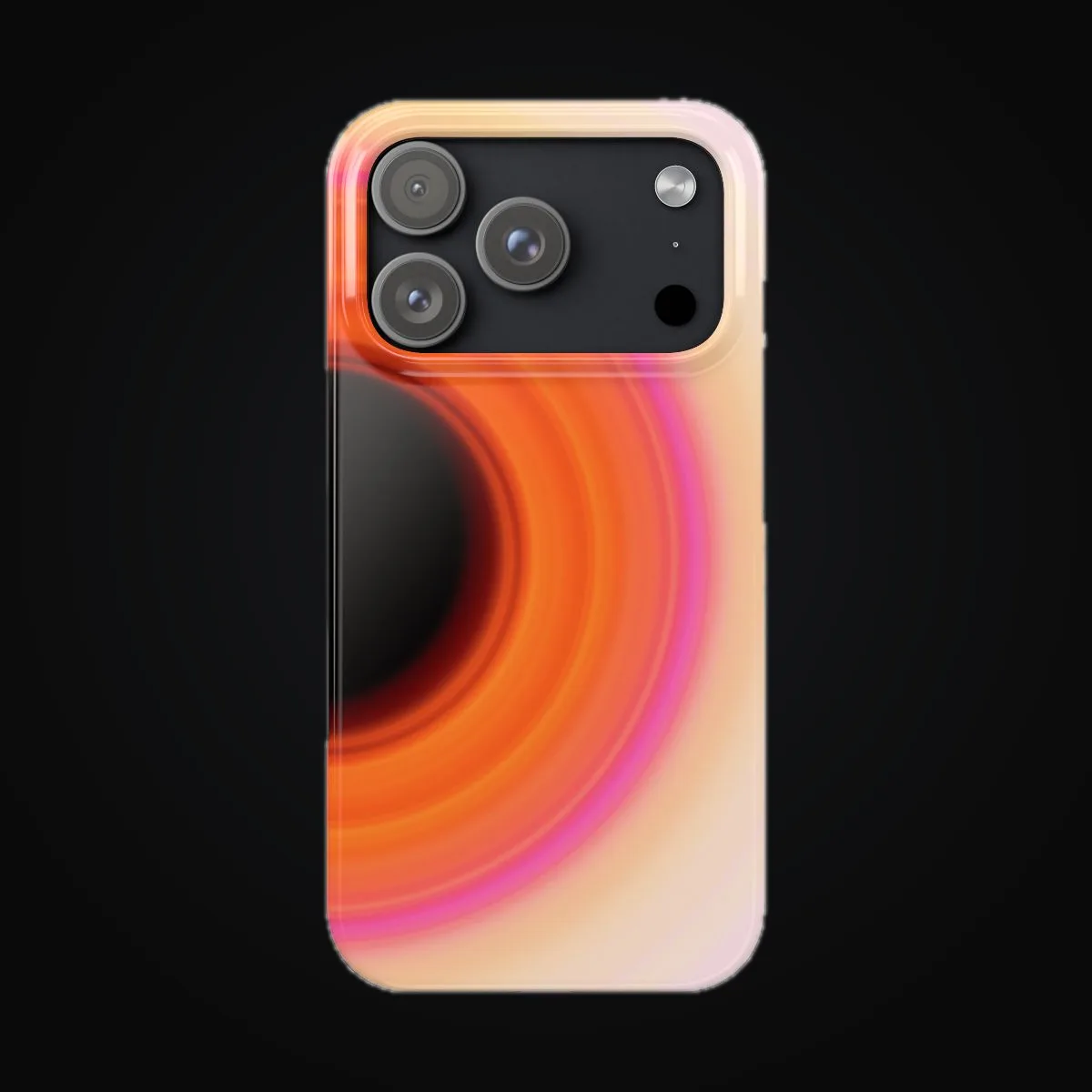 Circular light artwork shown on a phone case mockup