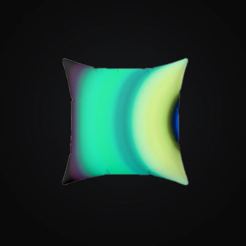 Circular light artwork shown on a square pillow mockup