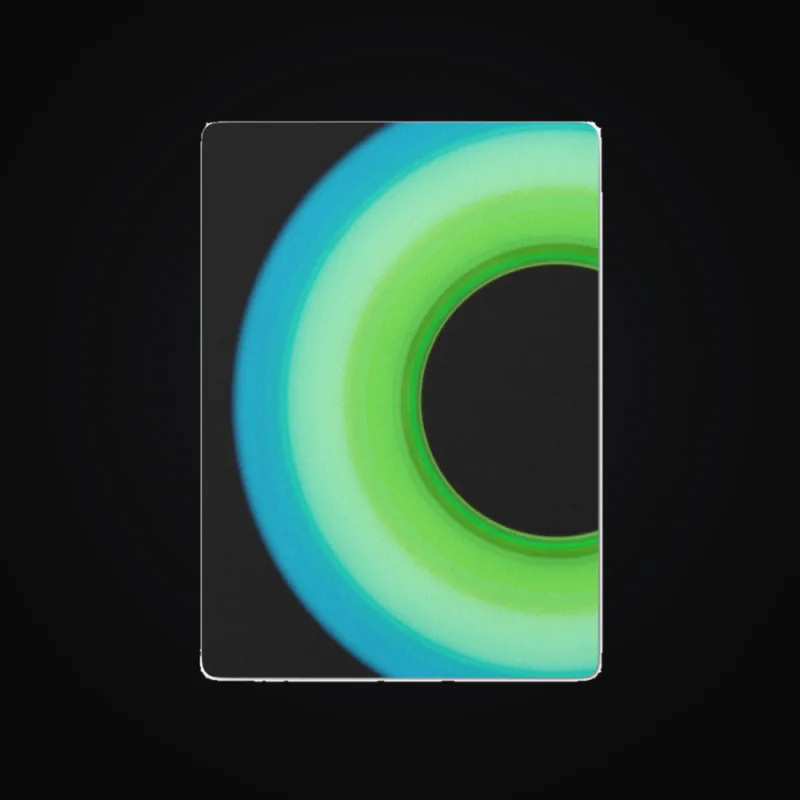 Circular light artwork shown on a playing cards mockup