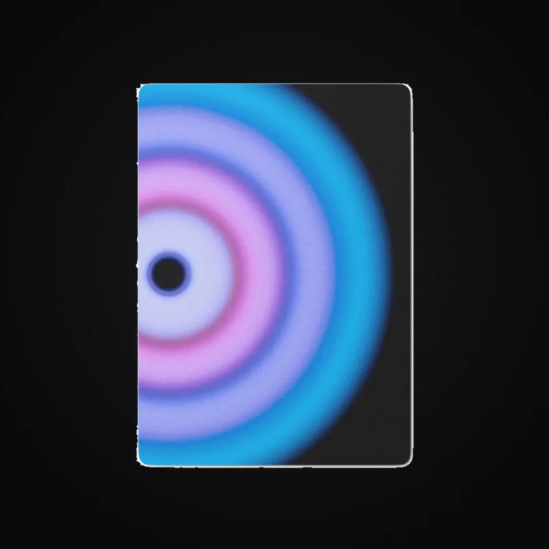 Circular light artwork shown on a playing cards mockup