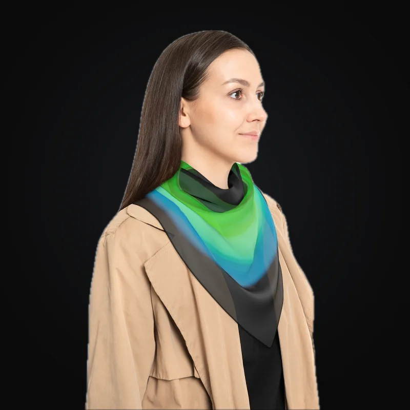 Circular light artwork shown on a poly scarf mockup