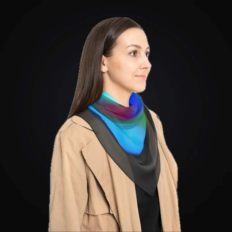 Circular light artwork shown on a poly scarf mockup