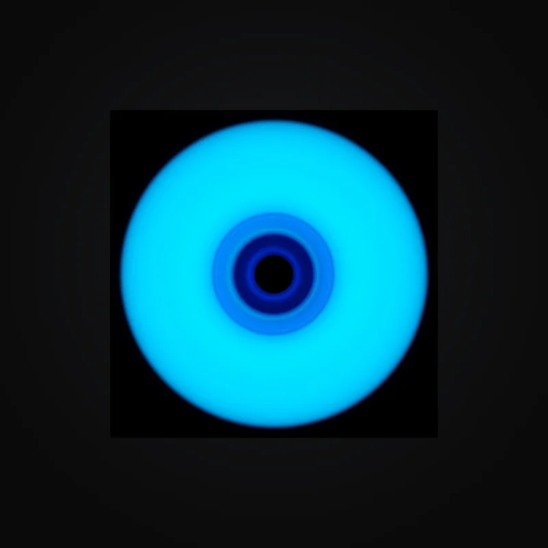 Circular light artwork shown on a fine art poster mockup