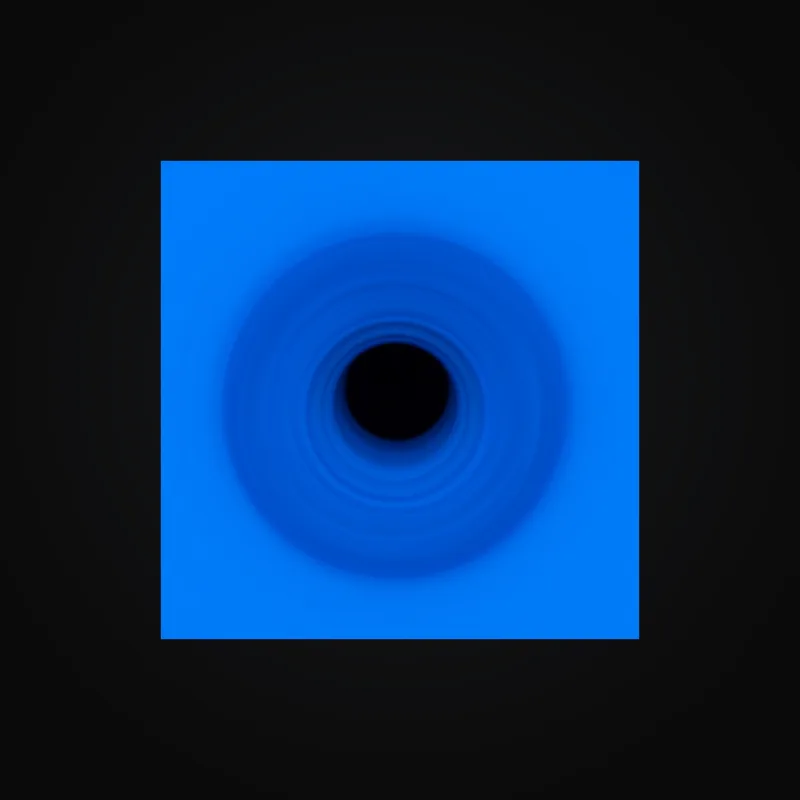 Circular light artwork shown on a fine art poster mockup