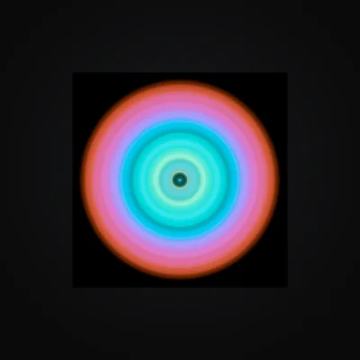 Circular light artwork shown on a fine art poster mockup