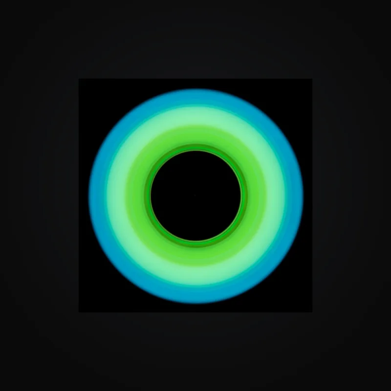 Circular light artwork shown on a fine art poster mockup