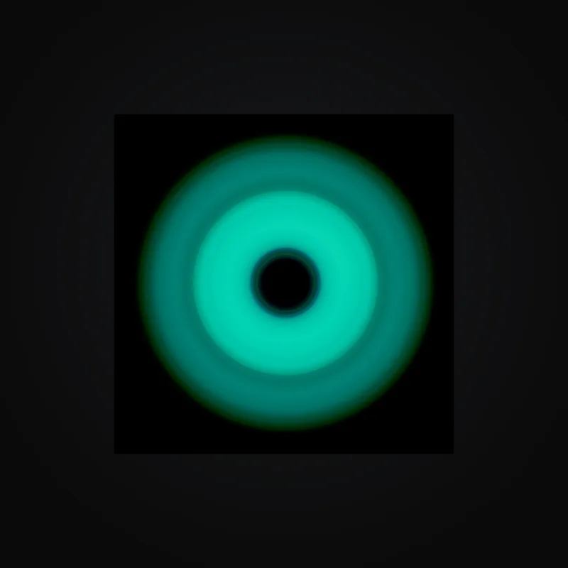 Circular light artwork shown on a fine art poster mockup