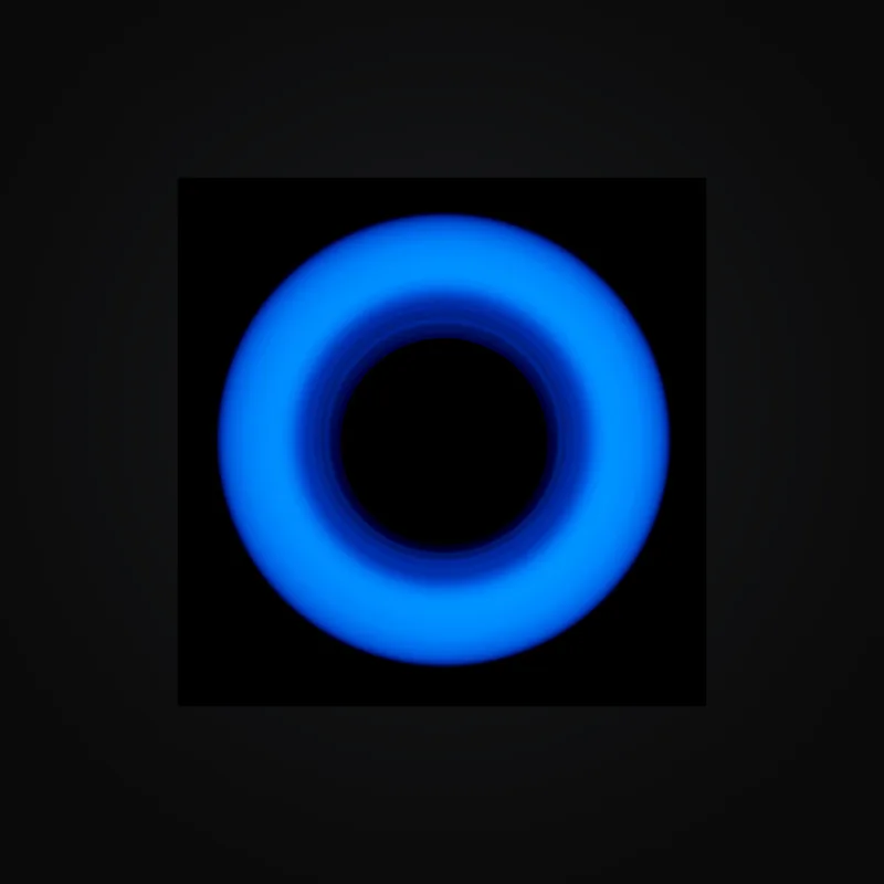 Circular light artwork shown on a fine art poster mockup