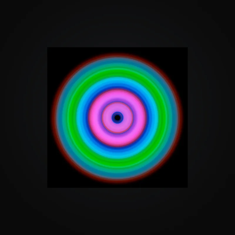 Circular light artwork shown on a fine art poster mockup