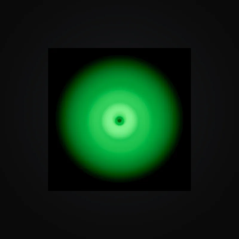 Circular light artwork shown on a fine art poster mockup