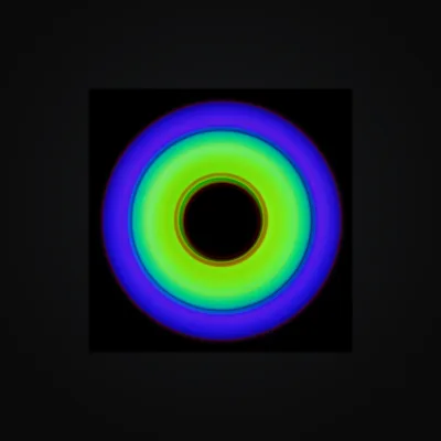 Circular light artwork shown on a fine art poster mockup