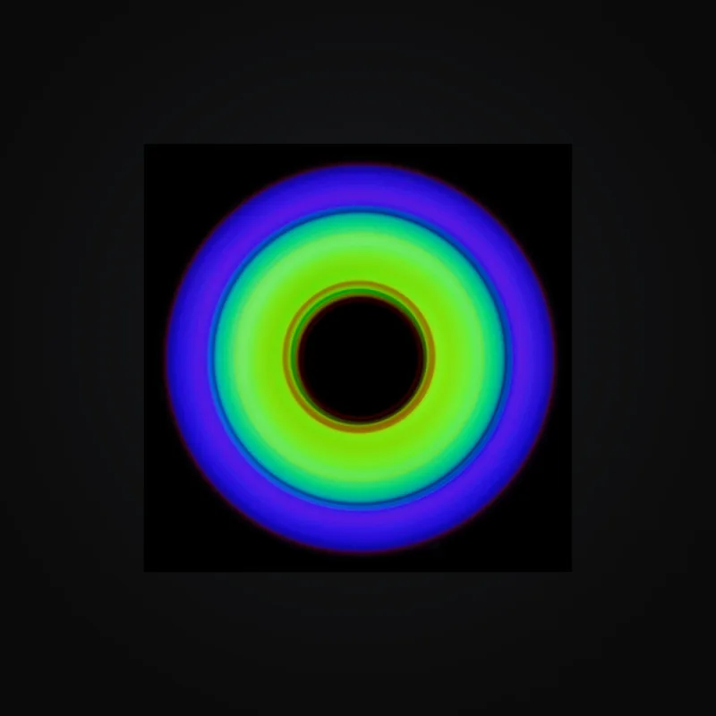 Circular light artwork shown on a fine art poster mockup