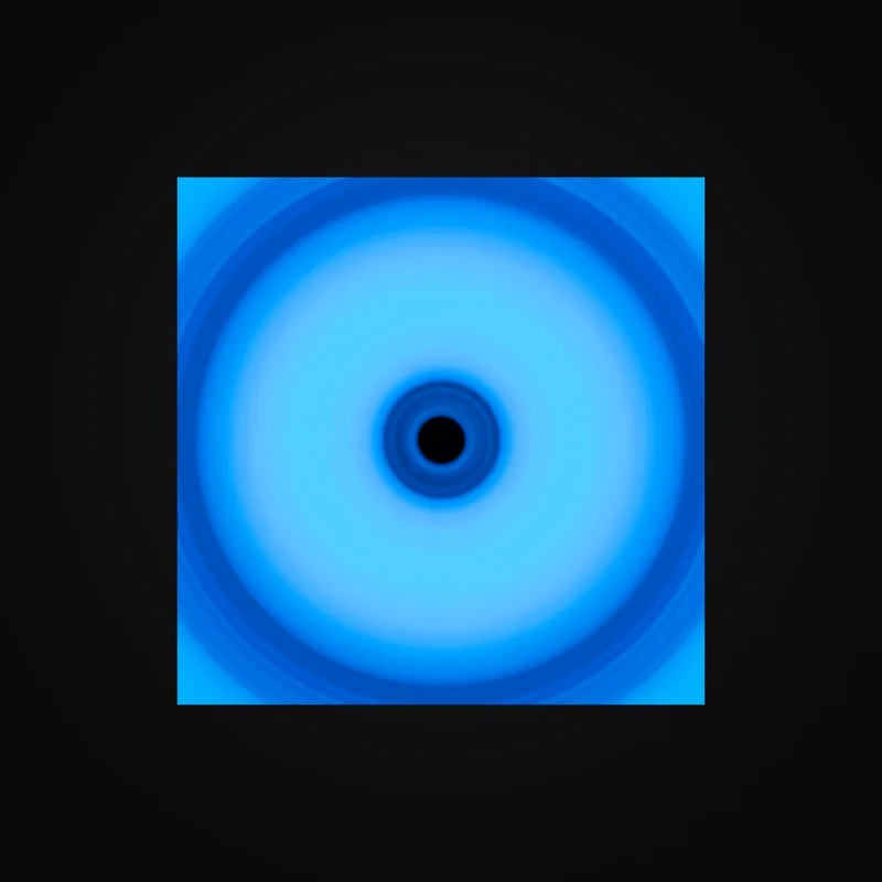 Circular light artwork shown on a fine art poster mockup