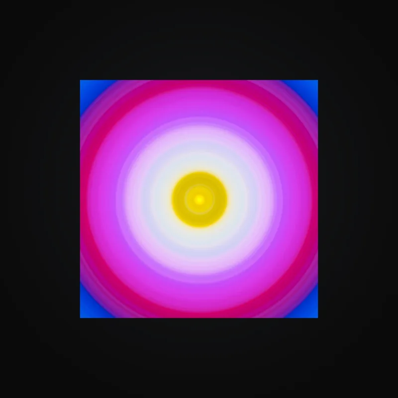 Circular light artwork shown on a fine art poster mockup