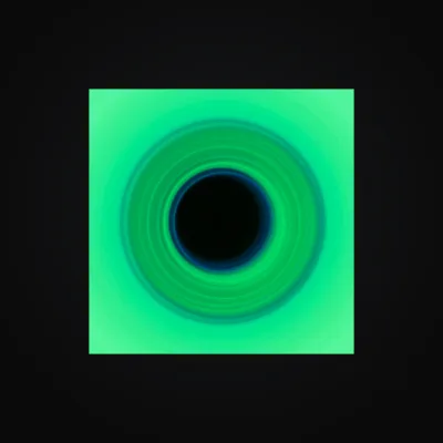 Circular light artwork shown on a fine art poster mockup