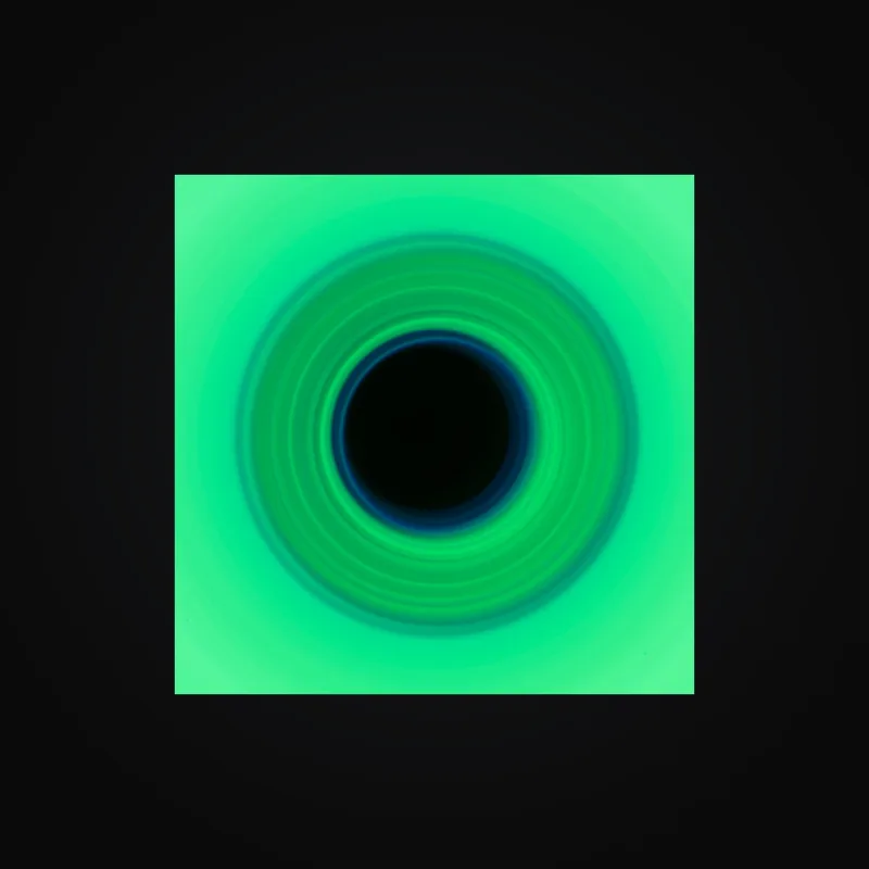 Circular light artwork shown on a fine art poster mockup