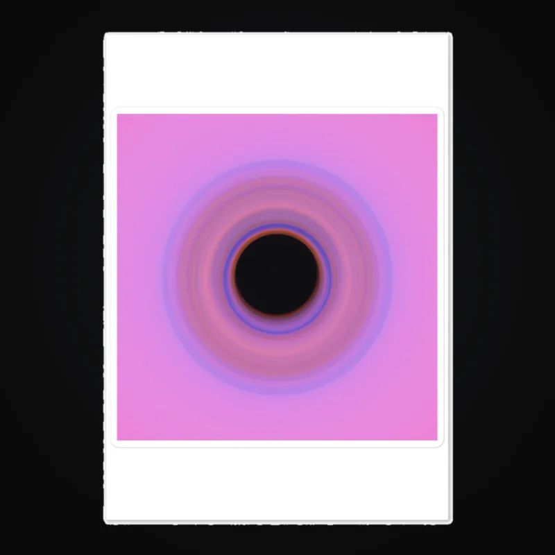 Circular light artwork shown on a sticker sheet mockup
