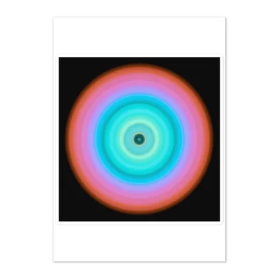 Circular light artwork by the ArtDrop founder on a real sticker sheet