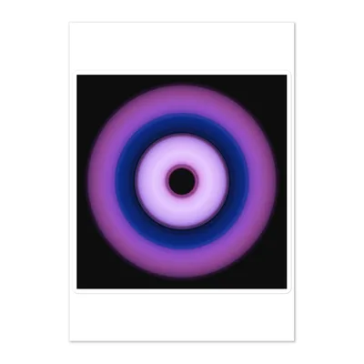 Circular light artwork by the ArtDrop founder on a real sticker sheet