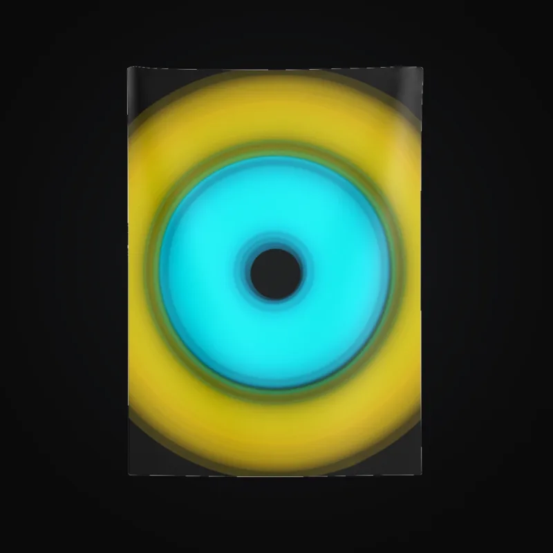 Circular light artwork shown on a wall tapestry mockup