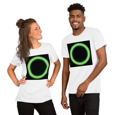 Circular light artwork by the ArtDrop founder on a real unisex t-shirt