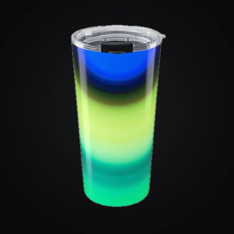 Circular light artwork shown on a tumbler mockup