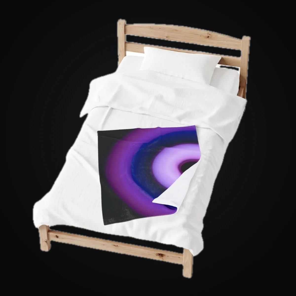 Circular light artwork shown on a velveteen blanket mockup