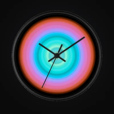 Circular light artwork shown on a wall clock mockup