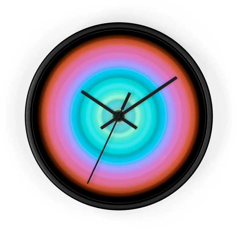 Obra de luz circular impresa en la esfera de un reloj de pared redondo