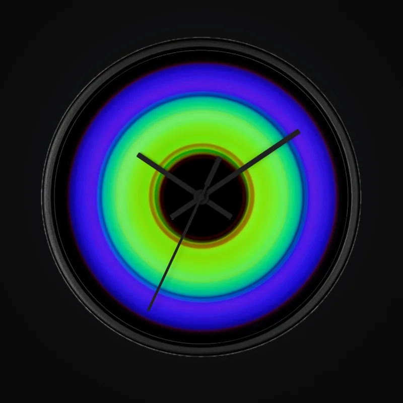 Circular light artwork shown on a wall clock mockup