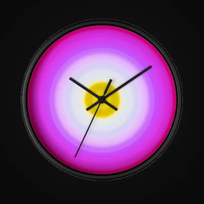 Circular light artwork shown on a wall clock mockup