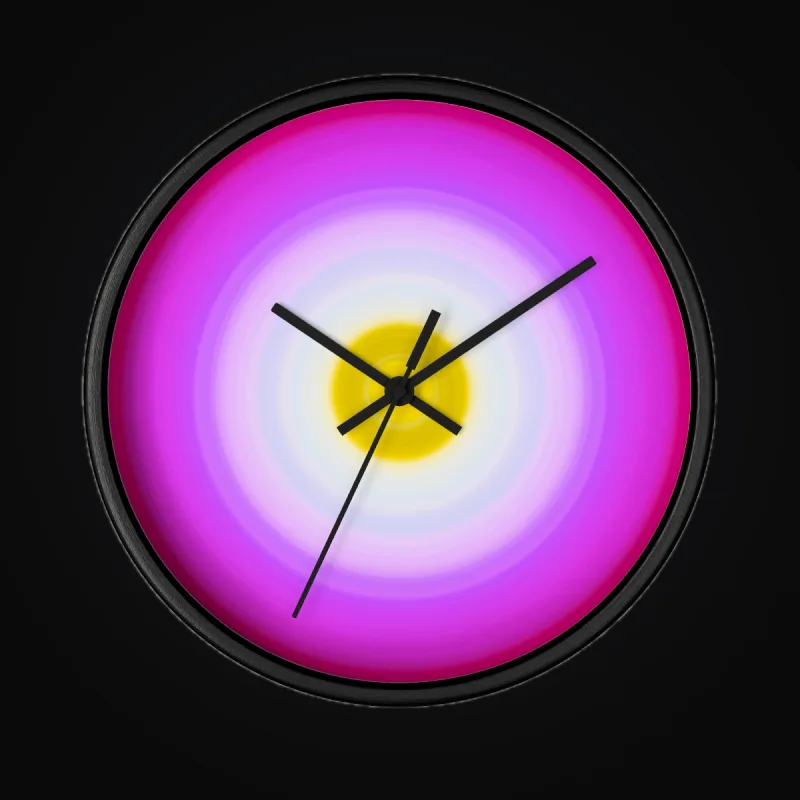 Circular light artwork shown on a wall clock mockup