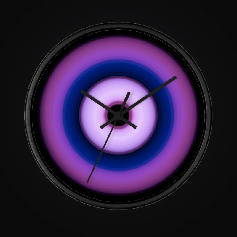 Circular light artwork shown on a wall clock mockup