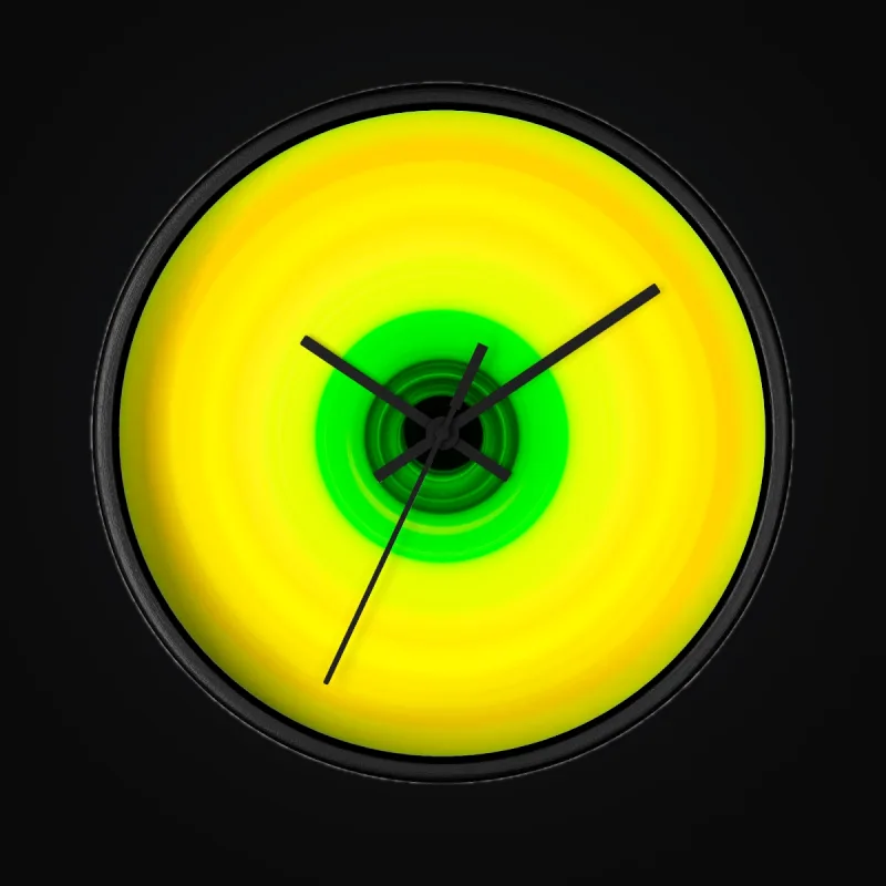 Circular light artwork shown on a wall clock mockup