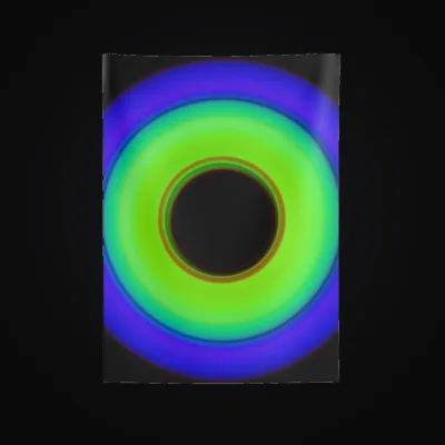 Circular light artwork shown on a wall tapestry mockup