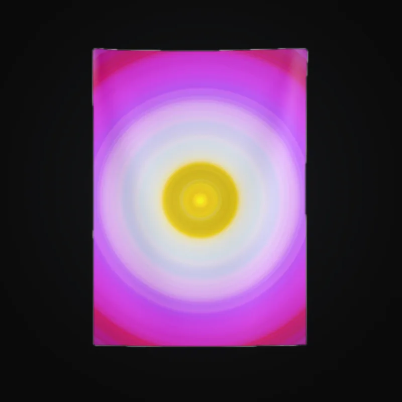 Circular light artwork shown on a wall tapestry mockup