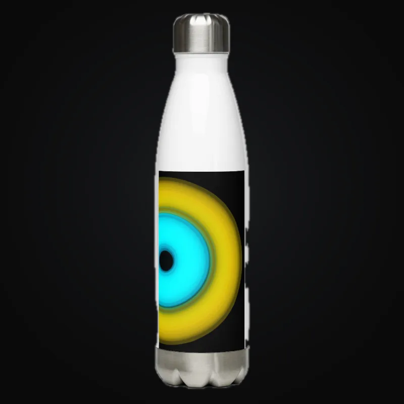 Circular light artwork shown on a water bottle mockup