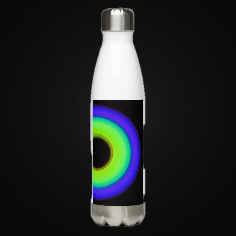Circular light artwork shown on a water bottle mockup