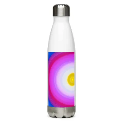 Circular light artwork by the ArtDrop founder on a real water bottle