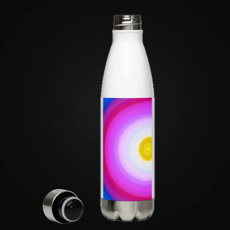 Circular light artwork shown on a water bottle mockup